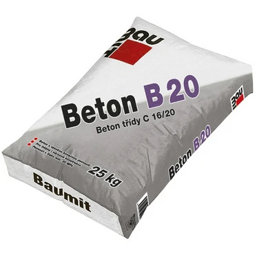 Pytl s betonem značky Baumit, typ B20.