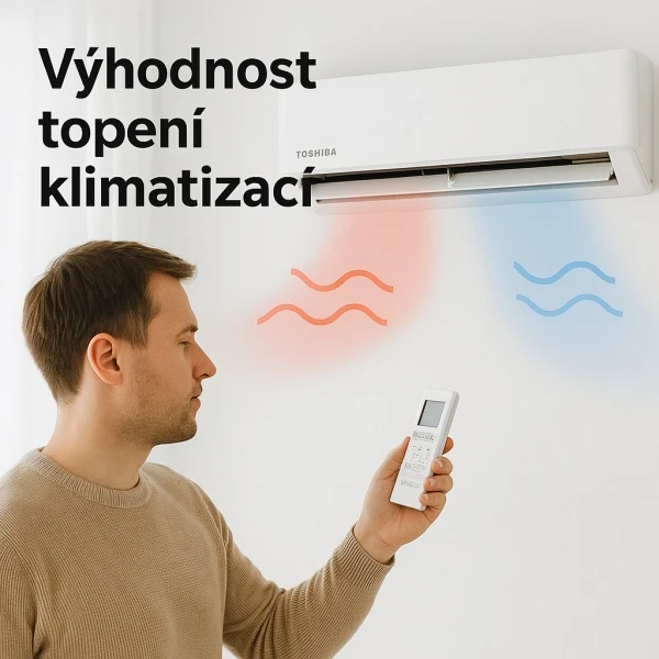 Muž ovládá klimatizaci pro vytápění a chlazení