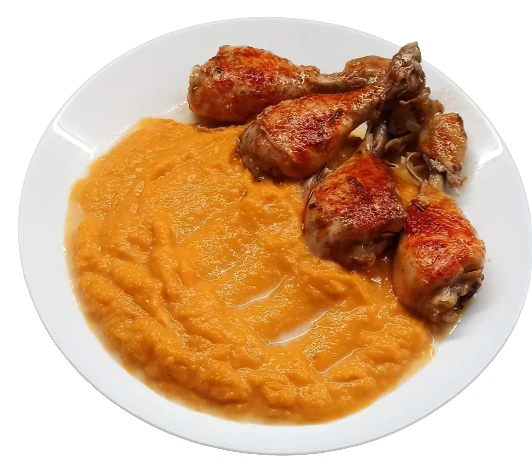 Complete meal with chicken and puree