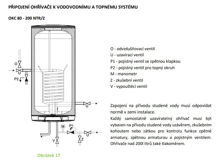 Schéma zapojení bojleru k vodovodu a topnému systému