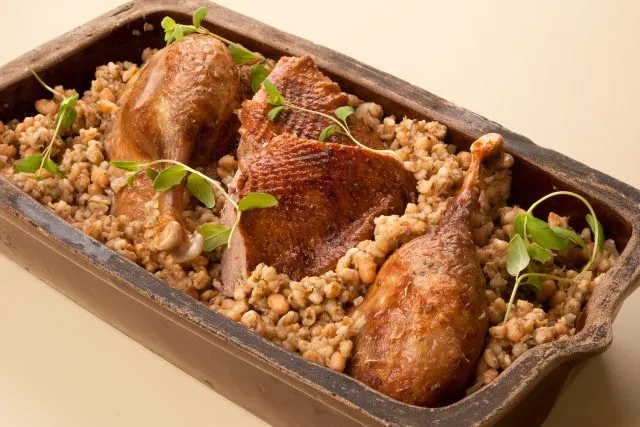 Roasted goose with grain