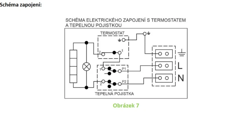 Schéma zapojení elektrického bojleru s termostatem