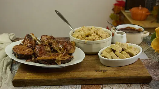 Roasted goose with sides