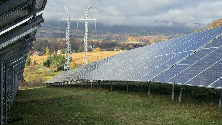 Solar panels on hillside