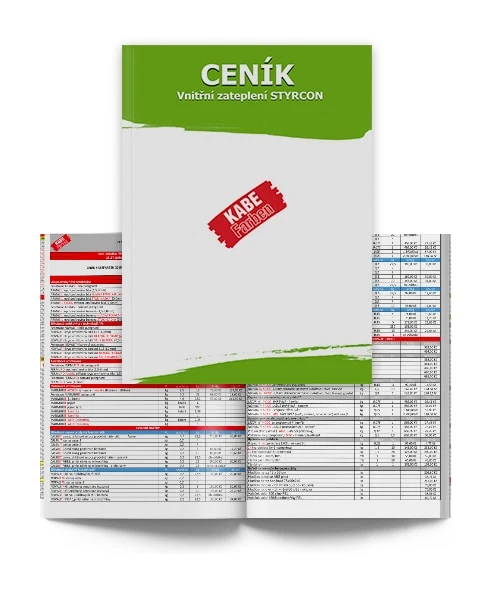 Ceník vnitřního zateplování s produkty Kabe a Styron