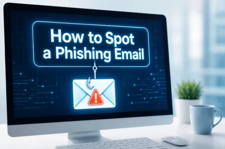 Počítačový monitor s upozorněním na phishing e-mail