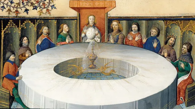 Holy grail with apostles